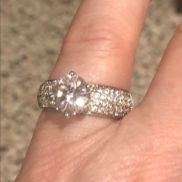 🍃💐3ct 5A Hearts & Arrows Cz on pave 925 sz7💐🍃 - Picture 5 of 16